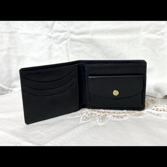 Handcrafted Super Soft Leather Black Genuine Leather Wallet Snap Pocket Men’s - Picture 4 of 10